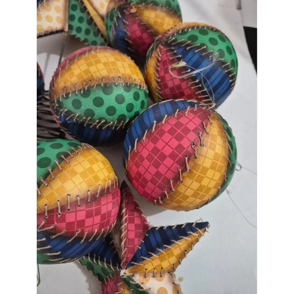 Colorful Vintage Hand Made Christmas Ornaments From Philippines Set Of 14
